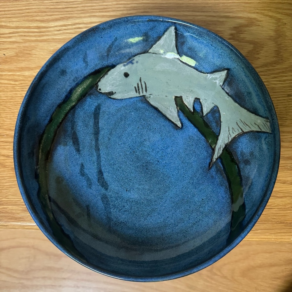 Ceramic Shark Bowl Beach Decor Trinket Holder